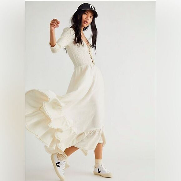 Free People Endless Summer Perfect Solution Maxi Dress Ivory XS - Picture 1 of 11
